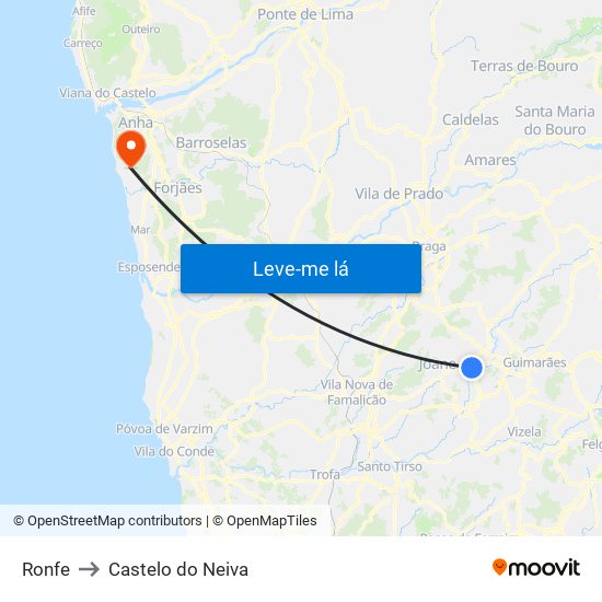 Ronfe to Castelo do Neiva map