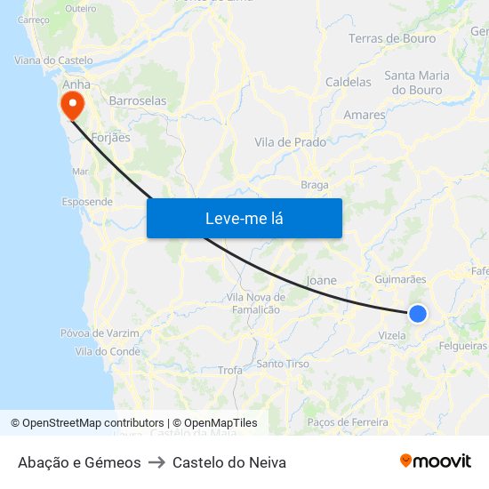 Abação e Gémeos to Castelo do Neiva map