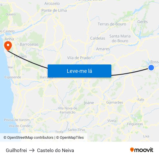 Guilhofrei to Castelo do Neiva map