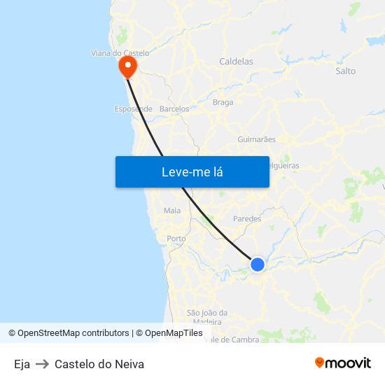 Eja to Castelo do Neiva map