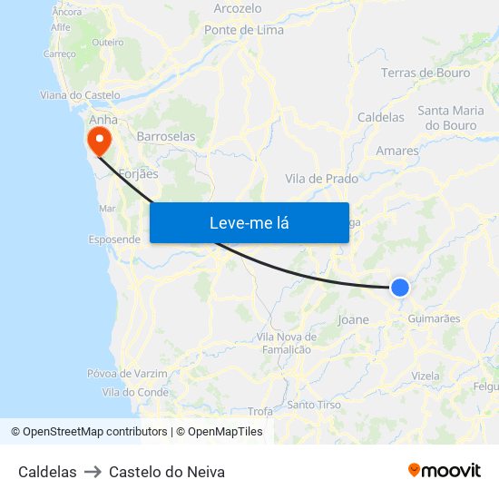 Caldelas to Castelo do Neiva map