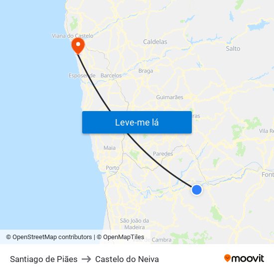 Santiago de Piães to Castelo do Neiva map