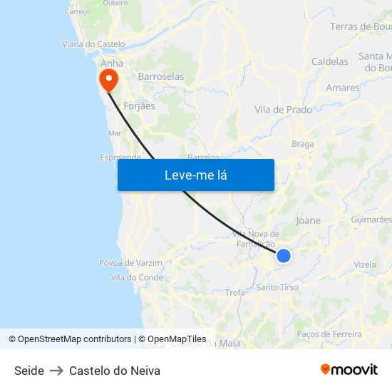 Seide to Castelo do Neiva map