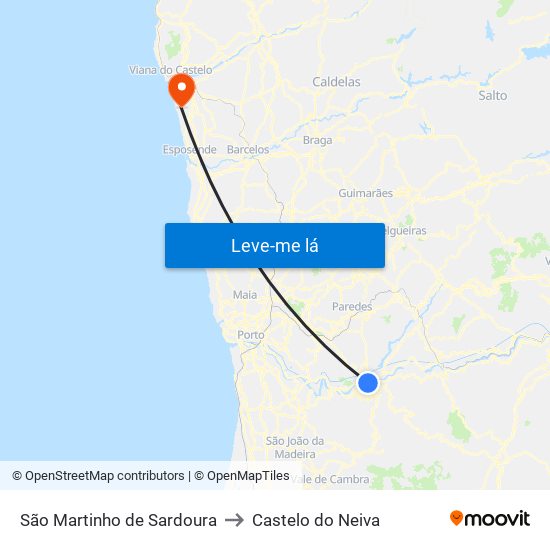 São Martinho de Sardoura to Castelo do Neiva map