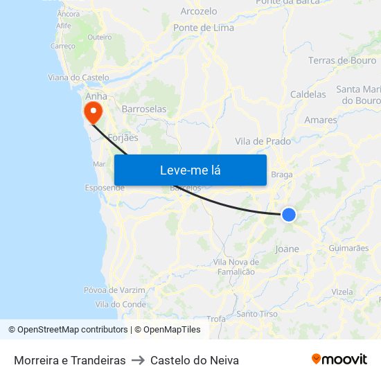 Morreira e Trandeiras to Castelo do Neiva map