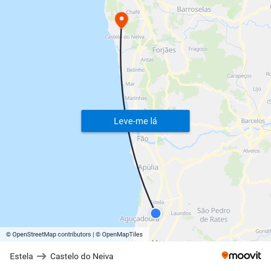 Estela to Castelo do Neiva map