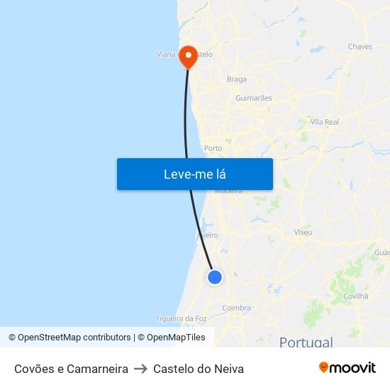 Covões e Camarneira to Castelo do Neiva map