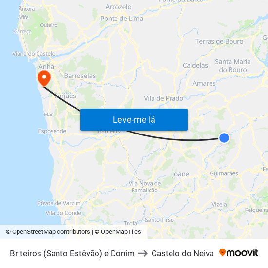 Briteiros (Santo Estêvão) e Donim to Castelo do Neiva map