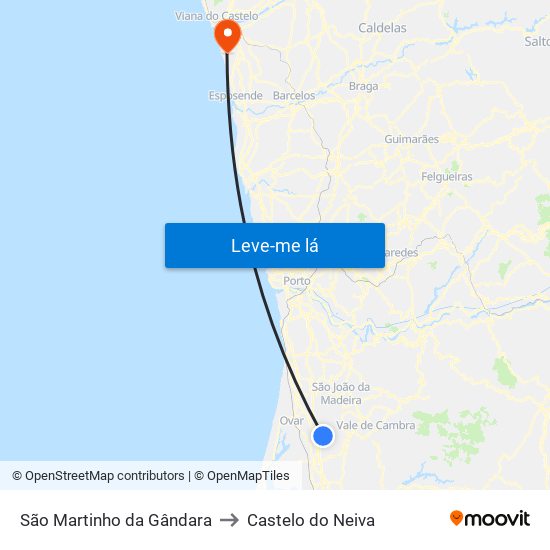 São Martinho da Gândara to Castelo do Neiva map