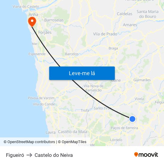 Figueiró to Castelo do Neiva map