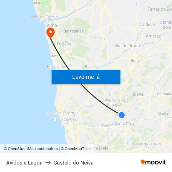 Avidos e Lagoa to Castelo do Neiva map