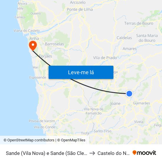 Sande (Vila Nova) e Sande (São Clemente) to Castelo do Neiva map
