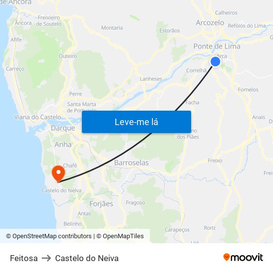 Feitosa to Castelo do Neiva map