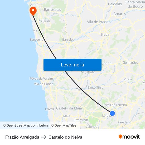 Frazão Arreigada to Castelo do Neiva map