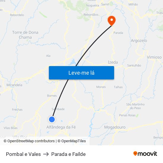 Pombal e Vales to Parada e Faílde map