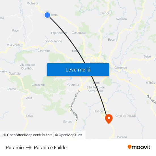Parâmio to Parada e Faílde map