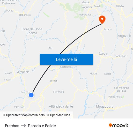 Frechas to Parada e Faílde map