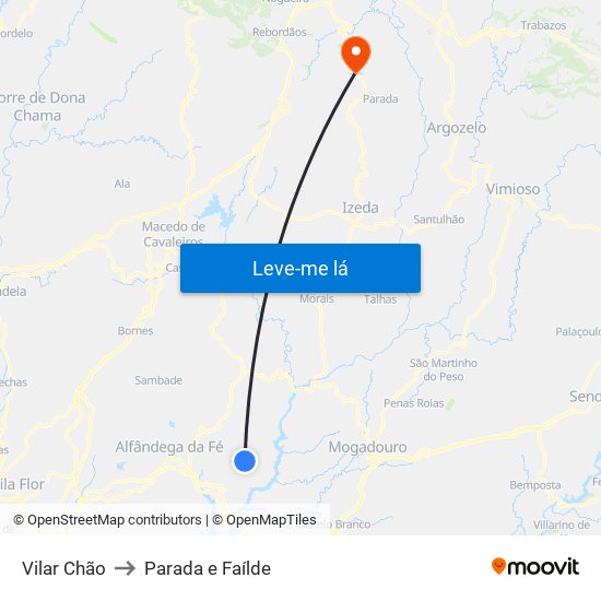 Vilar Chão to Parada e Faílde map