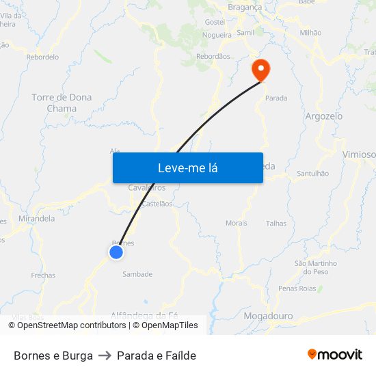 Bornes e Burga to Parada e Faílde map