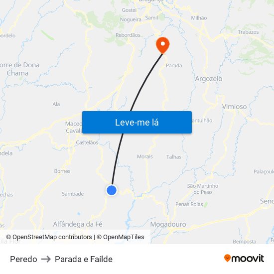 Peredo to Parada e Faílde map