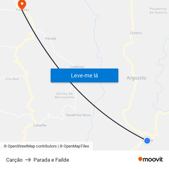 Carção to Parada e Faílde map