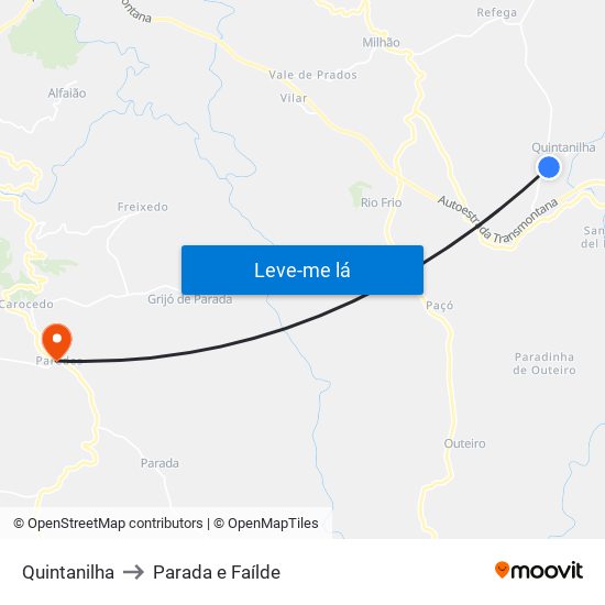 Quintanilha to Parada e Faílde map