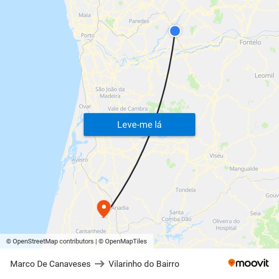 Marco De Canaveses to Vilarinho do Bairro map