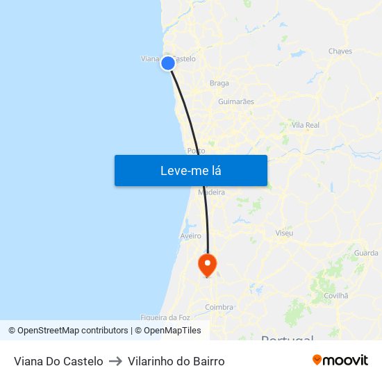 Viana Do Castelo to Vilarinho do Bairro map