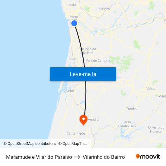 Mafamude e Vilar do Paraíso to Vilarinho do Bairro map