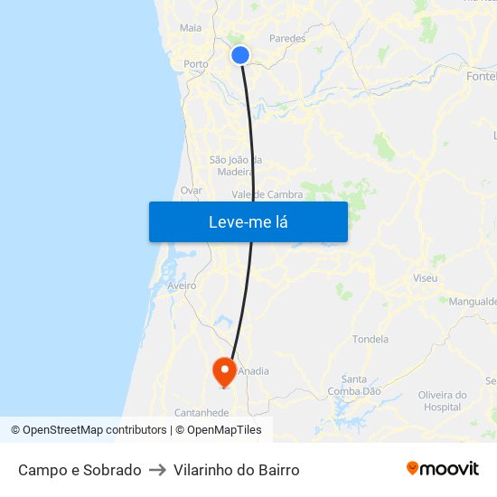 Campo e Sobrado to Vilarinho do Bairro map