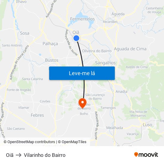 Oiã to Vilarinho do Bairro map