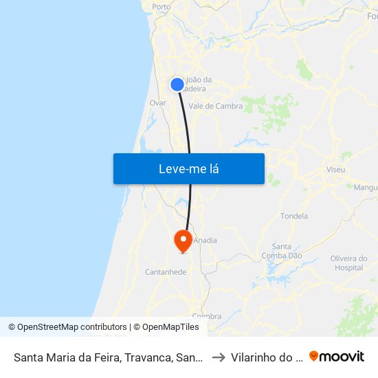 Santa Maria da Feira, Travanca, Sanfins e Espargo to Vilarinho do Bairro map