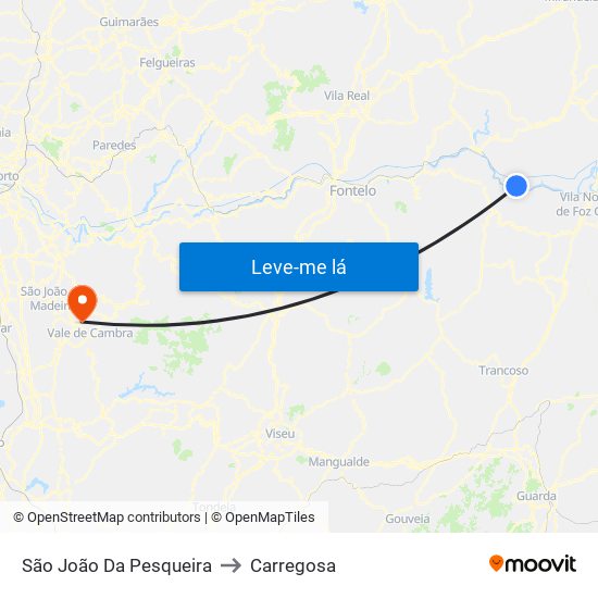 São João Da Pesqueira to Carregosa map