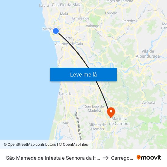São Mamede de Infesta e Senhora da Hora to Carregosa map