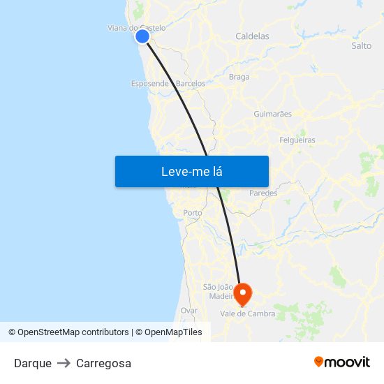 Darque to Carregosa map