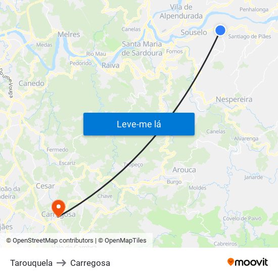 Tarouquela to Carregosa map