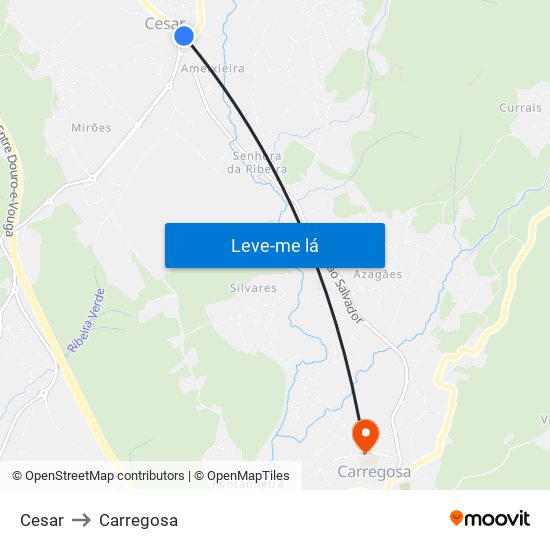 Cesar to Carregosa map