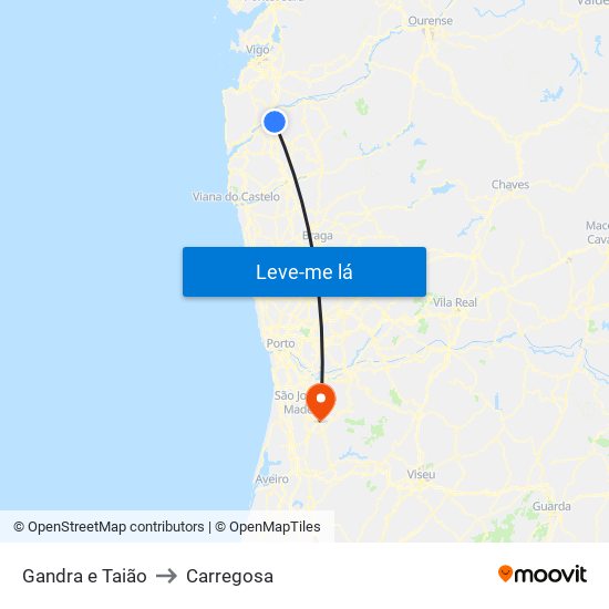 Gandra e Taião to Carregosa map