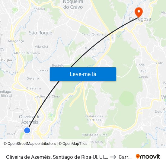 Oliveira de Azeméis, Santiago de Riba-Ul, Ul, Macinhata da Seixa e Madail to Carregosa map