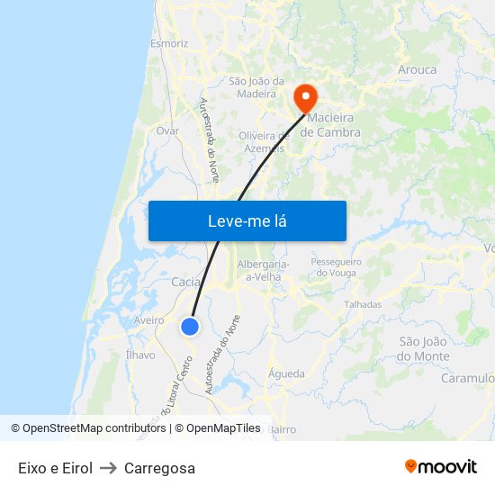 Eixo e Eirol to Carregosa map