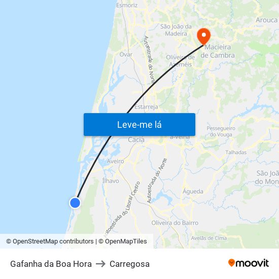 Gafanha da Boa Hora to Carregosa map