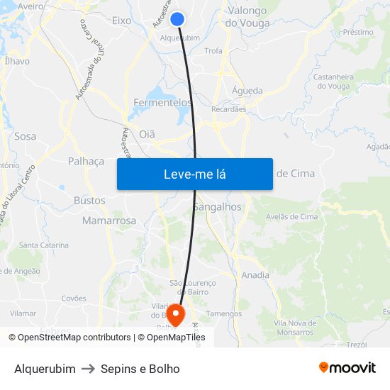 Alquerubim to Sepins e Bolho map