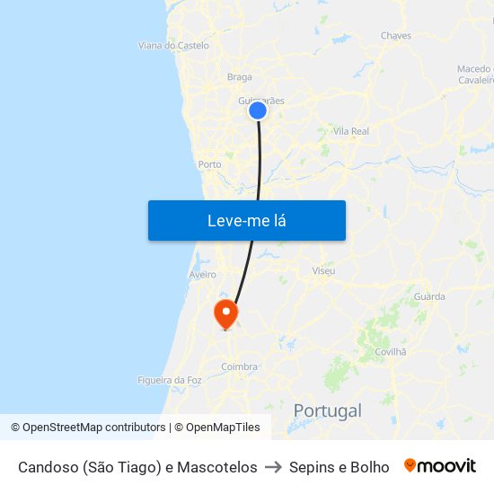 Candoso (São Tiago) e Mascotelos to Sepins e Bolho map