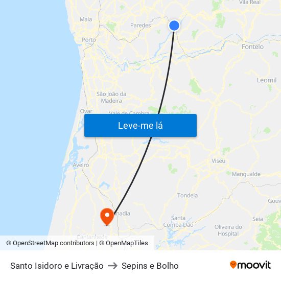 Santo Isidoro e Livração to Sepins e Bolho map