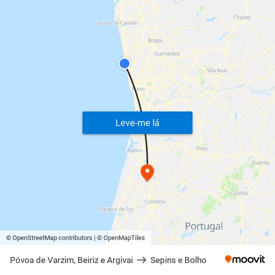 Póvoa de Varzim, Beiriz e Argivai to Sepins e Bolho map