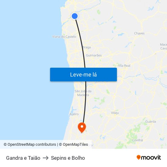 Gandra e Taião to Sepins e Bolho map