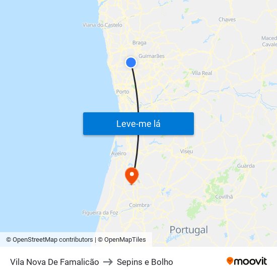 Vila Nova De Famalicão to Sepins e Bolho map
