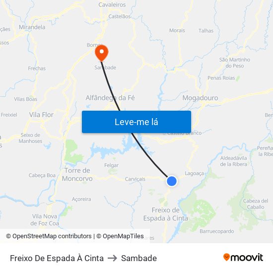 Freixo De Espada À Cinta to Sambade map