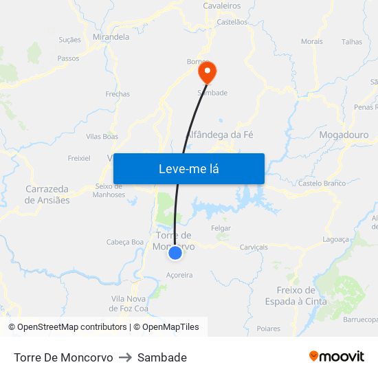 Torre De Moncorvo to Sambade map
