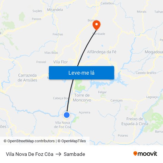 Vila Nova De Foz Côa to Sambade map